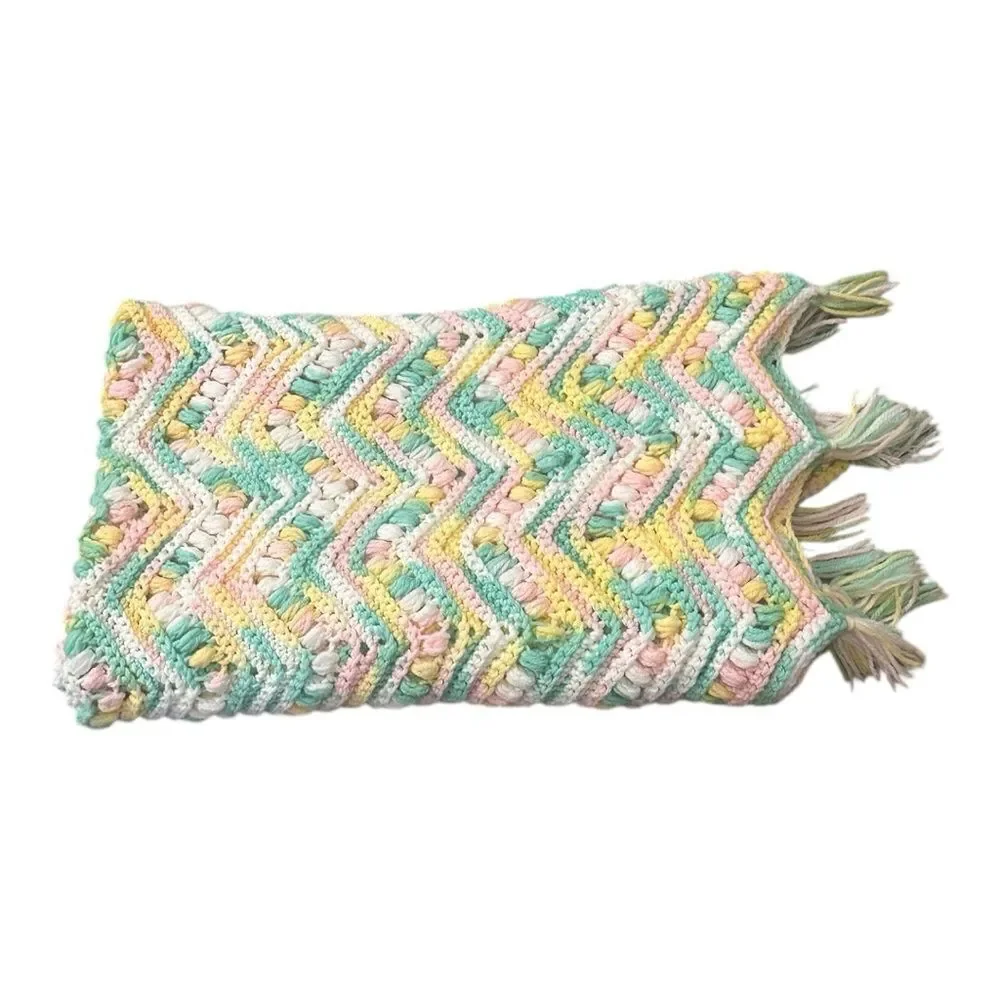 Afghan Colorful Chevron pattern Baby Afghan excellent handmade clean and soft
